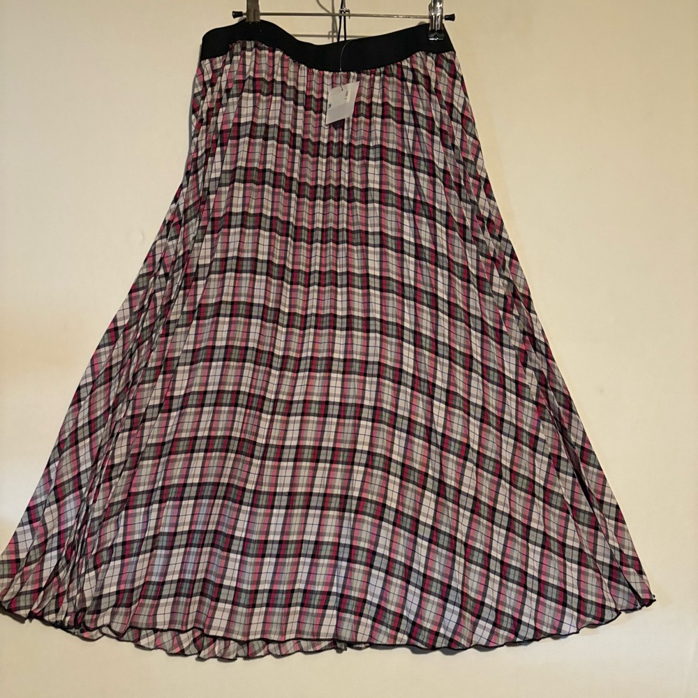 Riley and Rae Plaid Pleated Skirt with Black Waistband